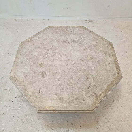 Image 1 of Vintage octagonal coffee table in Mactan stone, Belgium 1980