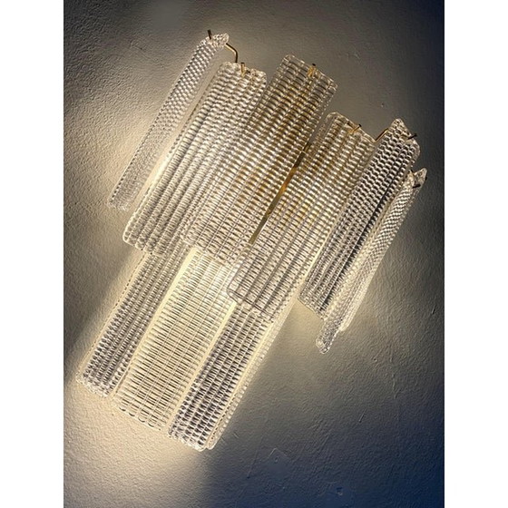 Image 1 of Coppia di applique da parete in vetro di Murano con listelli diamantati contemporanei