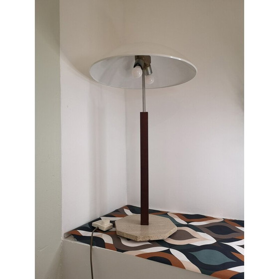 Image 1 of Vintage travertine and teak desk lamp, 1970