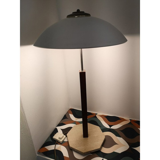 Image 1 of Vintage travertine and teak desk lamp, 1970