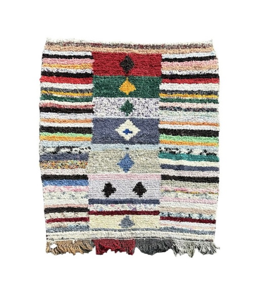 Traditional Moroccan Berber Striped Cotton Rug