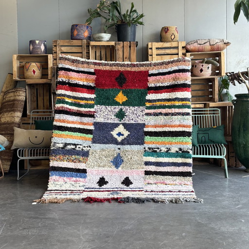 Traditional Moroccan Berber Striped Cotton Rug