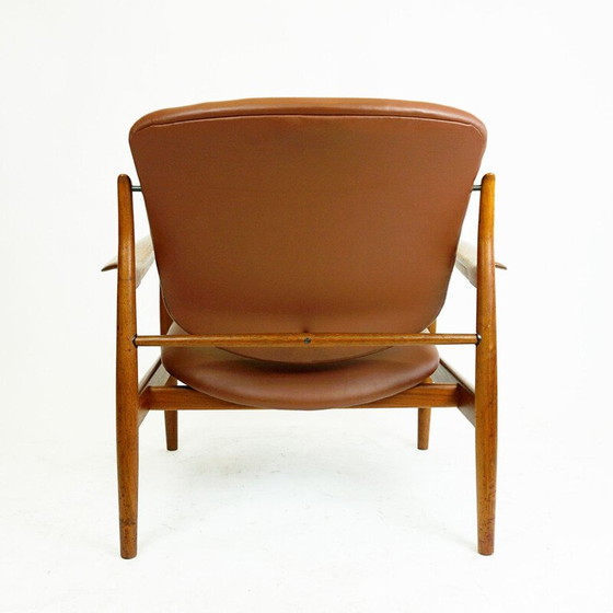 Image 1 of Danish vintage teak and brown leather armchair by Finn Juhl for France and Son