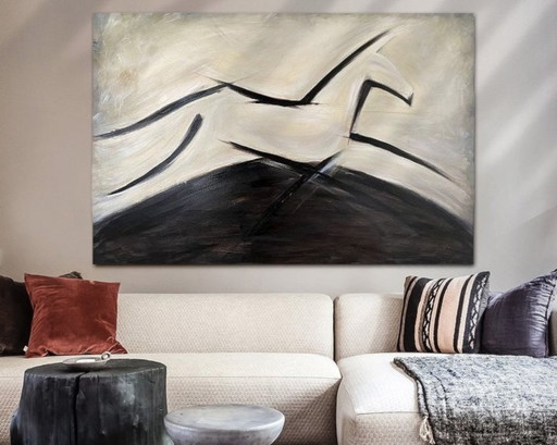 Canvas Painting Equus1 Is Painted On Canvas In Stretched On A 100X150X 4 Cm Wooden Frame