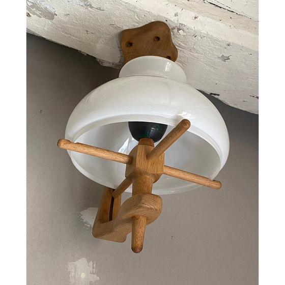 Image 1 of Vintage oak pendant lamp by Robert Guillerme and Jacques Chambron, 1950