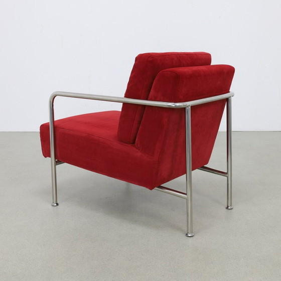 Image 1 of Armchair In Bauhaus Style Tube Frame & Corduroy, 2000S