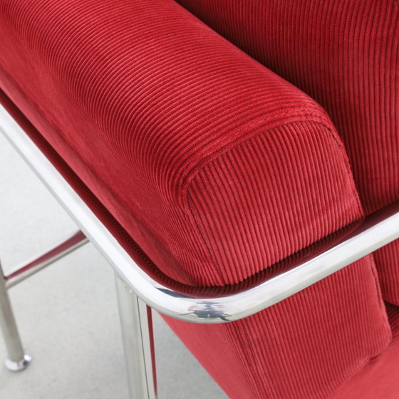 Image 1 of Armchair In Bauhaus Style Tube Frame & Corduroy, 2000S