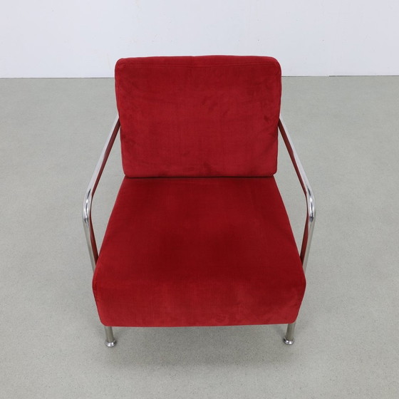 Image 1 of Armchair In Bauhaus Style Tube Frame & Corduroy, 2000S