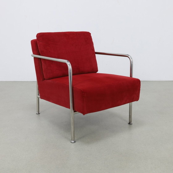 Image 1 of Armchair In Bauhaus Style Tube Frame & Corduroy, 2000S