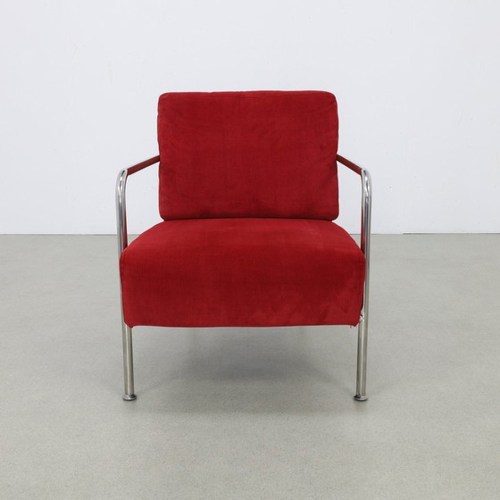 Image 1 of Armchair In Bauhaus Style Tube Frame & Corduroy, 2000S