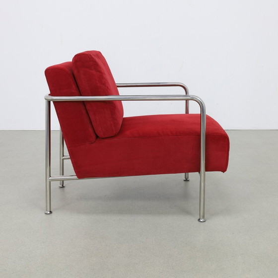 Image 1 of Armchair In Bauhaus Style Tube Frame & Corduroy, 2000S