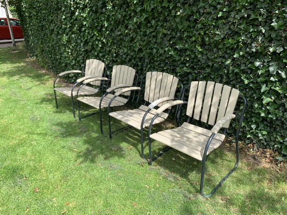 Image 1 of 4x Chaises de jardin rustiques