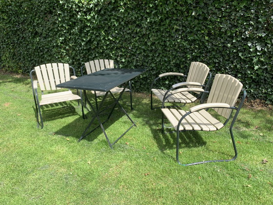 Image 1 of 4x Chaises de jardin rustiques