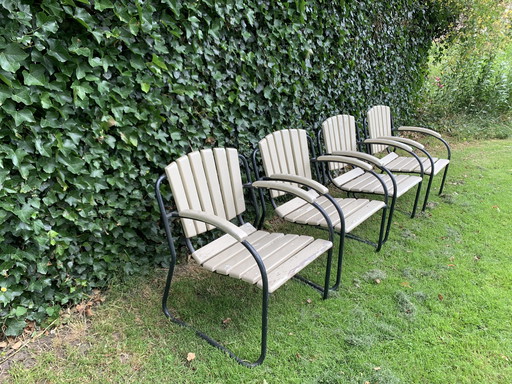 4x Vintage rustic garden chairs