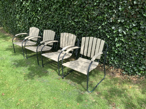 4x Vintage rustic garden chairs