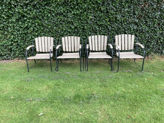 Image 1 of 4x Chaises de jardin rustiques