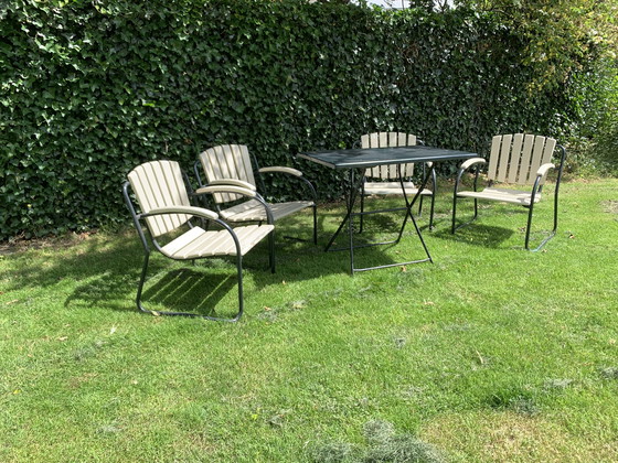 Image 1 of 4x Chaises de jardin rustiques