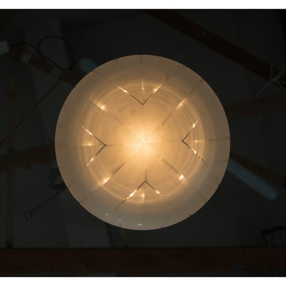 Image 1 of Vintage Art Deco pendant lamp in glass and nickel, 1930s