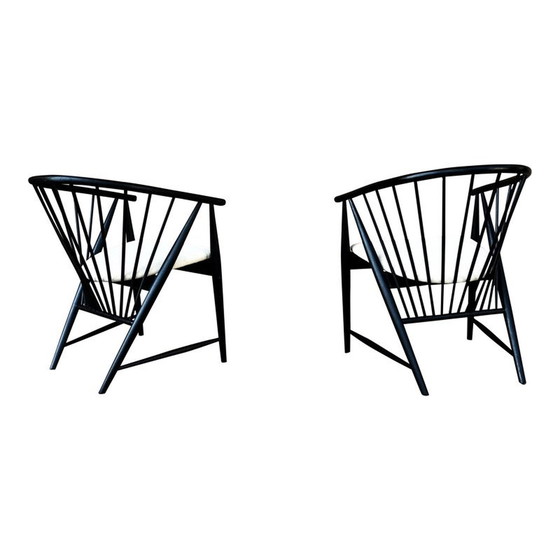 Image 1 of Pair of Vintage Lounge Chairs  Beech and Velvet Sunfeather by Sonna Rosén for Nässjö Stolfabrik, 1954