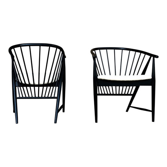 Image 1 of Pair of Vintage Lounge Chairs  Beech and Velvet Sunfeather by Sonna Rosén for Nässjö Stolfabrik, 1954