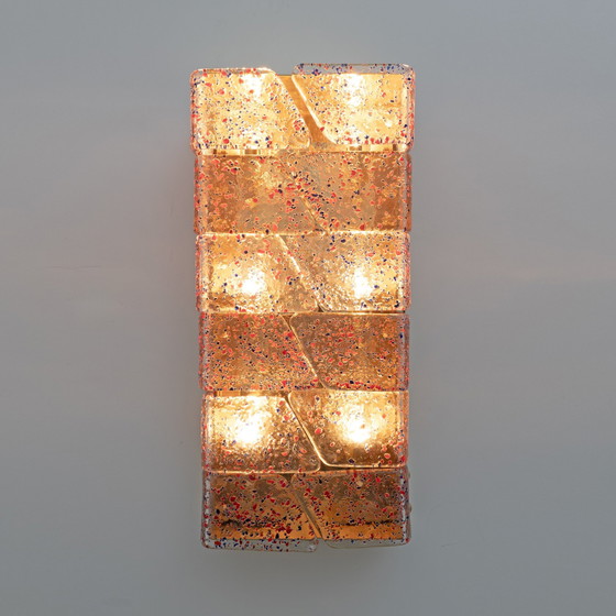 Image 1 of Pair Of Mid-Century Modern Style Italian Murano Glass And Brass Sconces