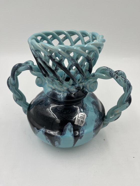 Image 1 of Art Deco Blue Vase From La Faïencerie Thulin