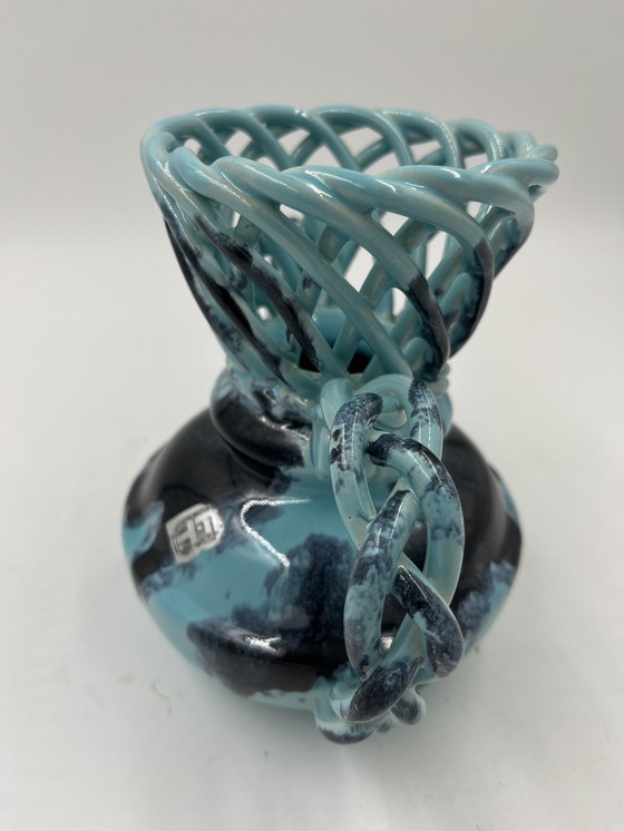 Image 1 of Art Deco Blue Vase From La Faïencerie Thulin