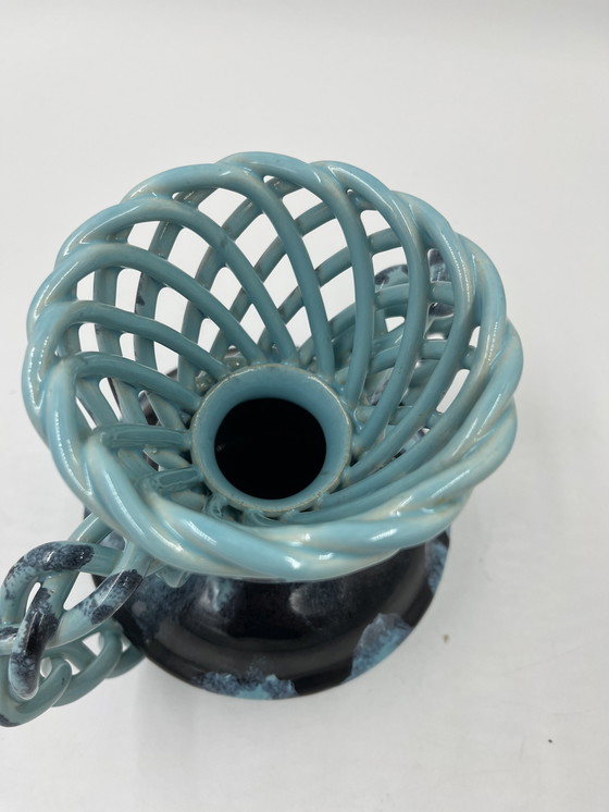 Image 1 of Art Deco Blue Vase From La Faïencerie Thulin