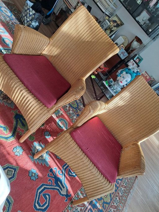 2x Lloyd Loom armchairs