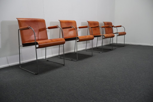 4X Arrben Cognaq Colored Dining Chairs Model 131