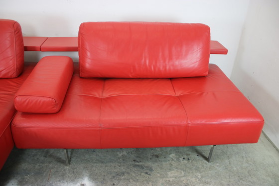 Image 1 of Divano angolare Dono di Rolf Benz in vera pelle, rosso, allungabile, designer