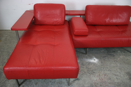 Image 1 of Divano angolare Dono di Rolf Benz in vera pelle, rosso, allungabile, designer