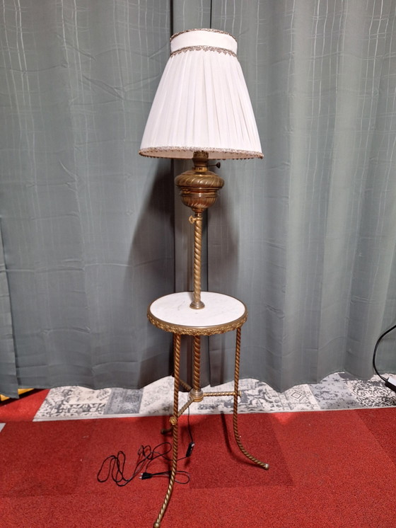 Image 1 of Old Fashioned Floor Lamp With Marble Top