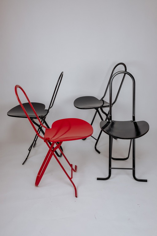 4X Dafne Folding Chairs By Gastone Rinaldi - 1970s