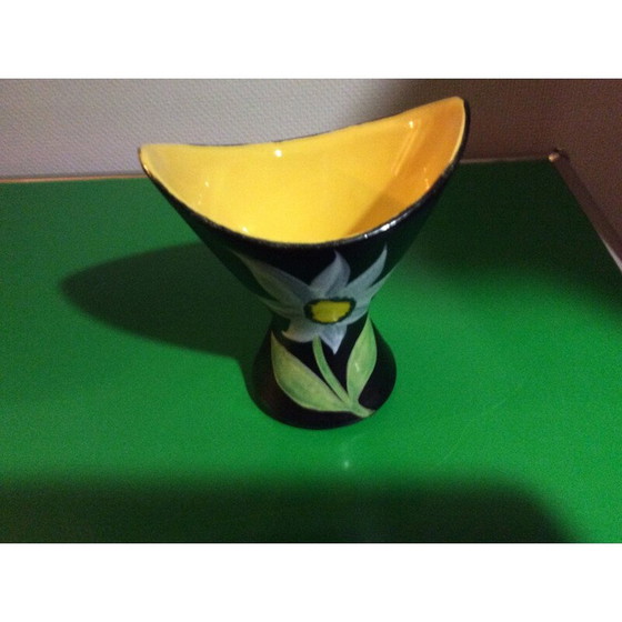 Image 1 of Vintage black flower vase by Gabriel fourmaintraux, 1960s