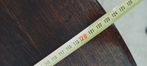 Image 1 of Autentico tavolo ovale antico da fattoria con gambe a ribalta e 4 poltrone Windsor