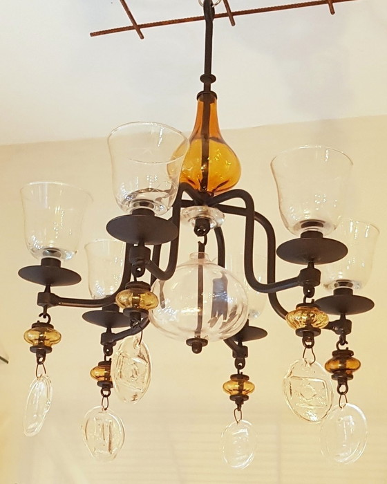 Image 1 of Swedish Candle Chandelier By Erik Höglund For Kosta