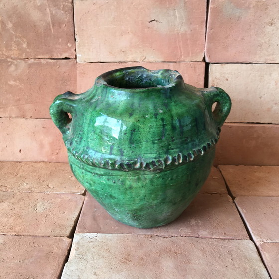 Image 1 of Tamegroute Glazed Earthenware Pottery Vase