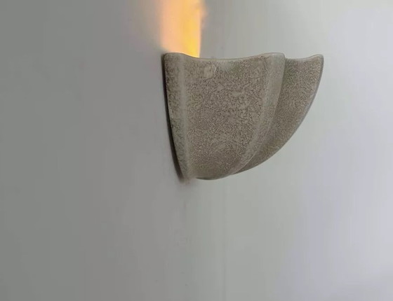 Image 1 of Lampada da parete vintage in porcellana a conchiglia, beige screziato, Francia 1960