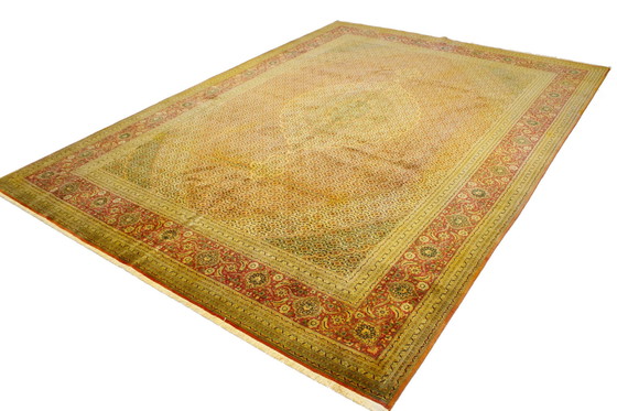 Image 1 of Alfombra persa original anudada a mano Tabriz Mahi fina con seda 345 x 241 cm en excelente estado