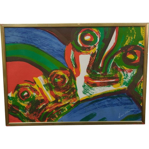 Litografía abstracta vintage de Bengt Lindström, Suecia 1970