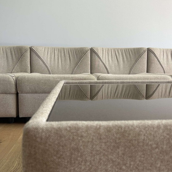 Image 1 of Vintage modular living room set in beige and brown wool, Germany 1970
