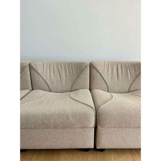 Image 1 of Vintage modular living room set in beige and brown wool, Germany 1970