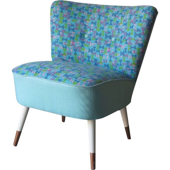 Image 1 of Poltrona da cocktail blu vintage, anni '50