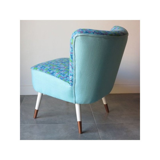 Image 1 of Poltrona da cocktail blu vintage, anni '50