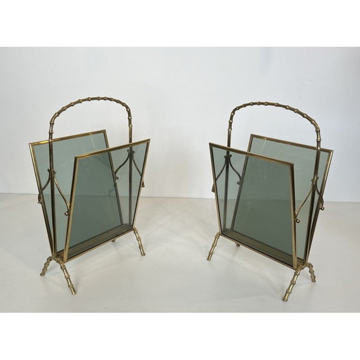 Par de revisteros vintage de bronce de Maison Baguès, 1940