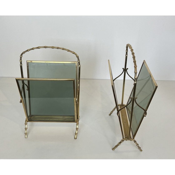 Image 1 of Pair of vintage bronze magazine racks by Maison Baguès, 1940