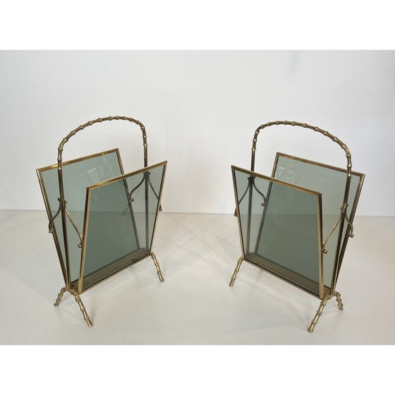 Image 1 of Pair of vintage bronze magazine racks by Maison Baguès, 1940