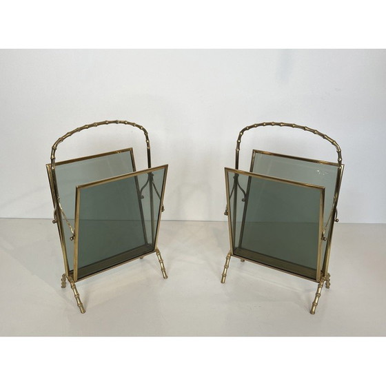Image 1 of Pair of vintage bronze magazine racks by Maison Baguès, 1940