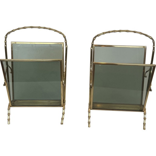 Par de revisteros vintage de bronce de Maison Baguès, 1940